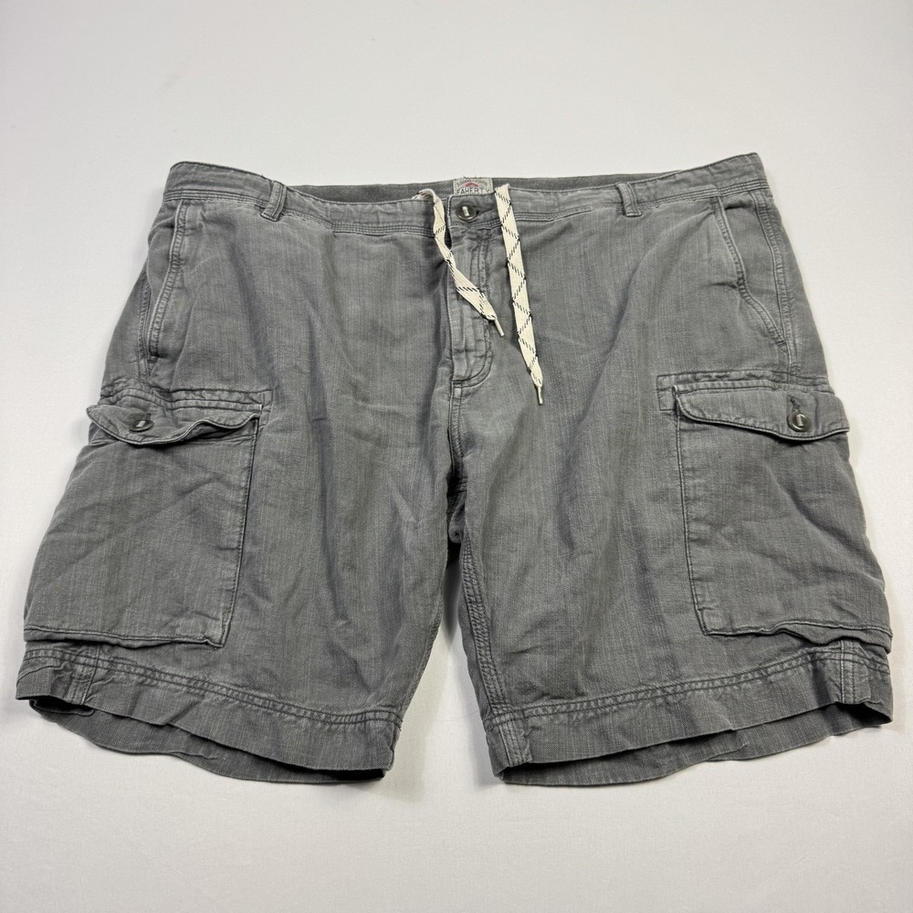 Faherty Brand Cargo Shorts Mens 40 Gray Linen‎ Cotton Utility Pockets Drawstring